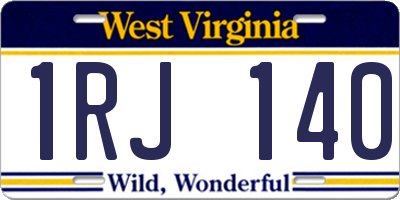 WV license plate 1RJ140