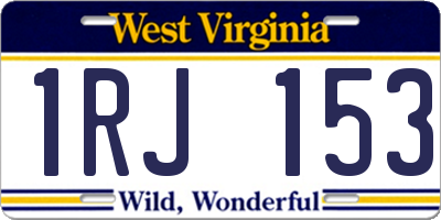 WV license plate 1RJ153