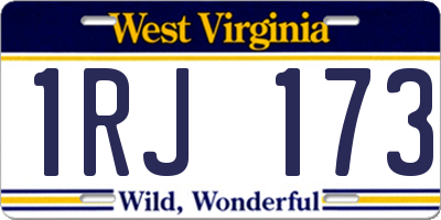 WV license plate 1RJ173