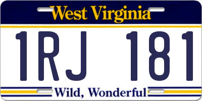 WV license plate 1RJ181