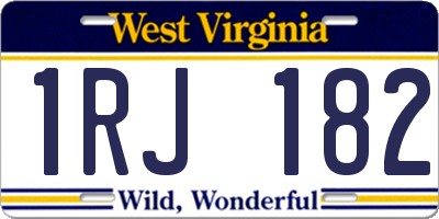 WV license plate 1RJ182