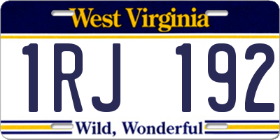 WV license plate 1RJ192