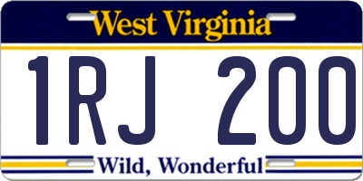 WV license plate 1RJ200