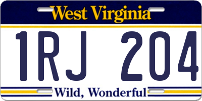 WV license plate 1RJ204