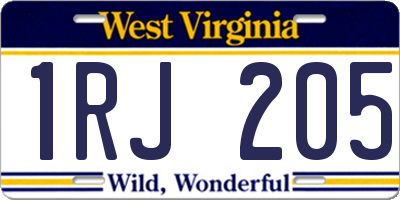 WV license plate 1RJ205