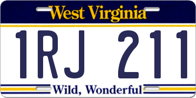 WV license plate 1RJ211