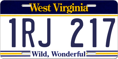 WV license plate 1RJ217