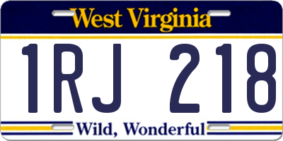 WV license plate 1RJ218