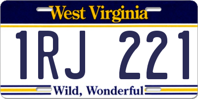 WV license plate 1RJ221