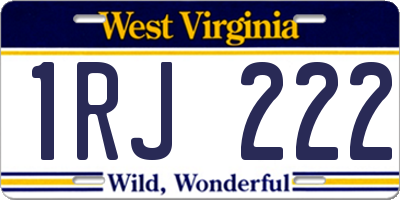 WV license plate 1RJ222