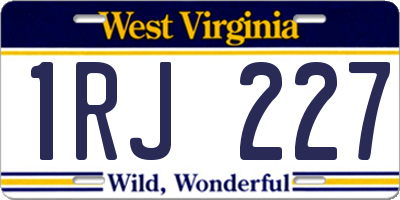 WV license plate 1RJ227