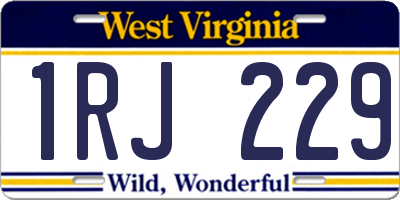 WV license plate 1RJ229