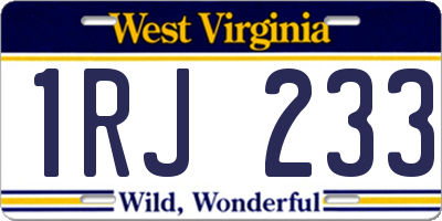 WV license plate 1RJ233