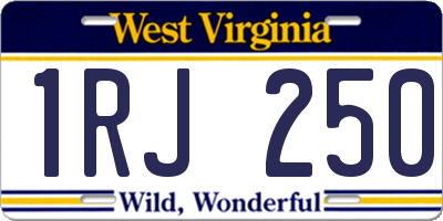 WV license plate 1RJ250