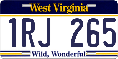 WV license plate 1RJ265