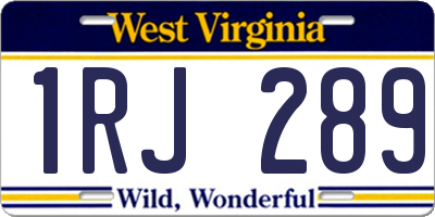 WV license plate 1RJ289