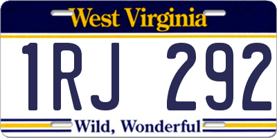 WV license plate 1RJ292