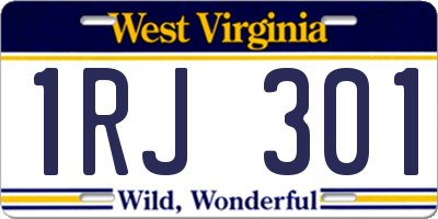 WV license plate 1RJ301