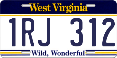 WV license plate 1RJ312