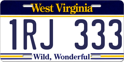 WV license plate 1RJ333