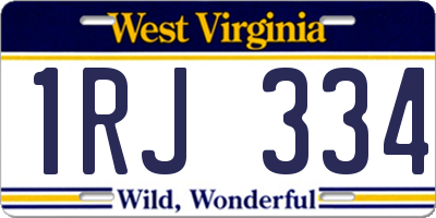 WV license plate 1RJ334
