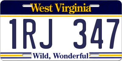 WV license plate 1RJ347