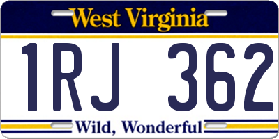 WV license plate 1RJ362