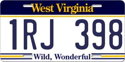 WV license plate 1RJ398