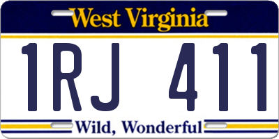 WV license plate 1RJ411
