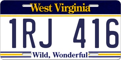 WV license plate 1RJ416