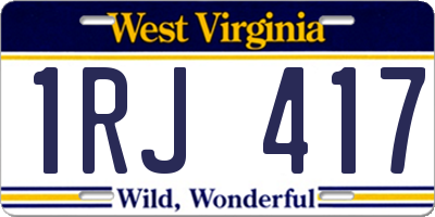 WV license plate 1RJ417
