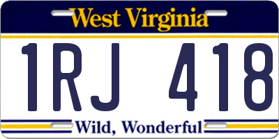 WV license plate 1RJ418