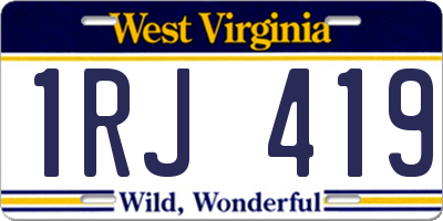 WV license plate 1RJ419
