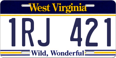 WV license plate 1RJ421