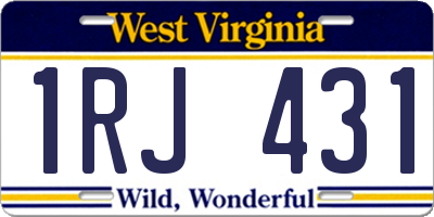 WV license plate 1RJ431