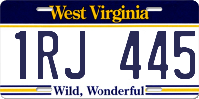 WV license plate 1RJ445