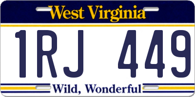 WV license plate 1RJ449