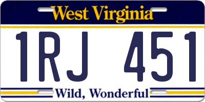 WV license plate 1RJ451