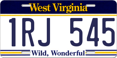 WV license plate 1RJ545