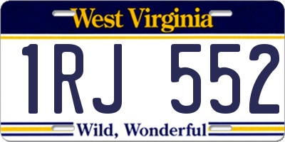 WV license plate 1RJ552