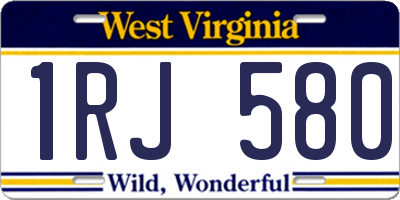 WV license plate 1RJ580