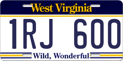 WV license plate 1RJ600