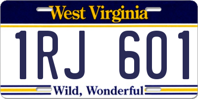 WV license plate 1RJ601
