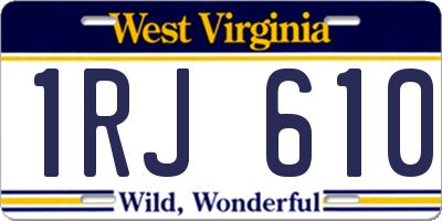 WV license plate 1RJ610