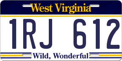 WV license plate 1RJ612