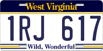 WV license plate 1RJ617
