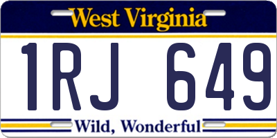 WV license plate 1RJ649