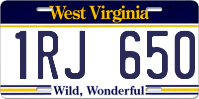 WV license plate 1RJ650