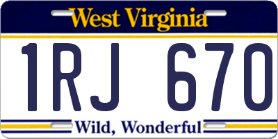 WV license plate 1RJ670