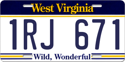 WV license plate 1RJ671